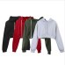 New Women Plain Hoodies Crop Top Solid Color Long Sleeve Ladies Hooded Pullover Summer Autumn Fashion Girl Sweatshirts Clothing