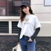 New arrival 2018 Spring Women's cartoon printed letters hoodies sweatshirt long sleeve o-neck Hoodies Stitching color Tops