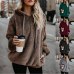 OEAK Women Fleece Hoodies 2018 Long Sleeve Hooded Pullover Sweatshirt Autumn Winter Warm Zipper Pocket Fur Coat Plus Size 5XL