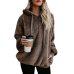 OEAK Women Fleece Hoodies 2018 Long Sleeve Hooded Pullover Sweatshirt Autumn Winter Warm Zipper Pocket Fur Coat Plus Size 5XL