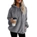 OEAK Women Fleece Hoodies 2018 Long Sleeve Hooded Pullover Sweatshirt Autumn Winter Warm Zipper Pocket Fur Coat Plus Size 5XL