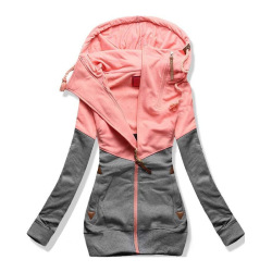 Oversize Double Hooded Sweatshirt Women Long Sleeve Autumn Spring Coat Patchwork Pocket Zipper Hoodie Plus size 3XL 4XL 5XL