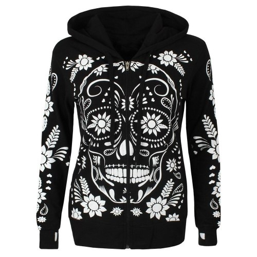 Oversized Hoodies Sweatshirt Women Streetwear Skull Floral Print Hoodie Women Fashion Clothes Kawaii Clothing