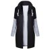 Oversized Women Irregular Hem Tie Collar Coat Casual Knitted Patchwork Female Zip-up Sweatshirts Fashion Outwear Streetwear