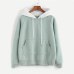 ROMWE Pale Green Patchwork Hoodie Women Raglan Long Sleeve Cute Contrast Hooded Sweatshirt  Fall Pocket Drawstring Hoodies