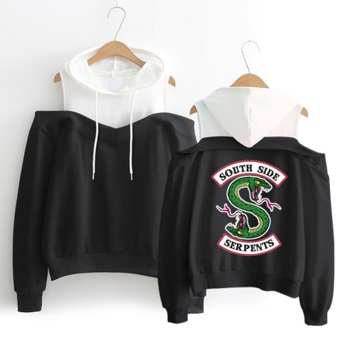 Riverdale South Side Serpents Hoodies Southside Serpents Sweatshirts Women Long Sleeve Off-Shoulder Exclusive Hooded Clothes