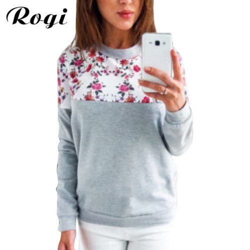 Rogi Floral Print Hoodies Women Pullovers 2019 Spring Harajuku Jumper Thin Sweatshirt Tops Casual O-Neck Tracksuit Plus Size Top