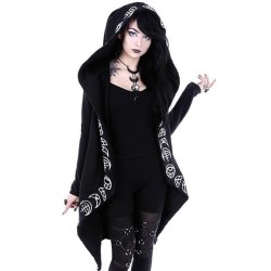 Rosetic Hoodies  Gothic Casual Cool Chic Black Plus Size Women Sweatshirts Loose  Cotton Hooded Plain Print Female Punk Hoodies