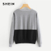 SHEIN Multicolor Contrast Cut and Sew Sequin Sweatshirt Casual Colorblock Long Sleeve Pullovers Women Autumn Sweatshirts