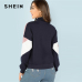 SHEIN Multicolor O-Ring Zip Front Cut and Sew Sweatshirt Athleisure Stand Collar Raglan Sleeve Sweatshirt Women Autumn Pullovers