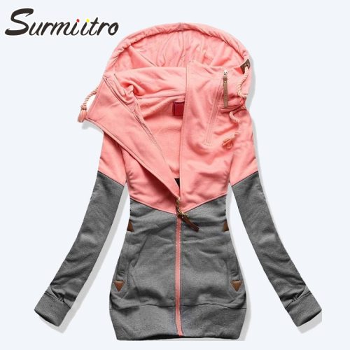 Surmiitro Spring Women Jacket 2019 Autumn Winter Oversized Hooded Sweatshirt Zipper Hoodies Plus Size Coat Female Sweat Femme