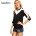 SweatyRocks Color Block Drop Shoulder Sweatshirt Womens Round Neck Long Sleeve Sporting Pullovers Sweatshirt  Fall Casual Top