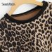 SweatyRocks Leopard Panel Drop Shoulder Sweatshirt Long Sleeve O-Neck Pullover Tops 2018 Fashion Autumn Women Casual Sweatshirts