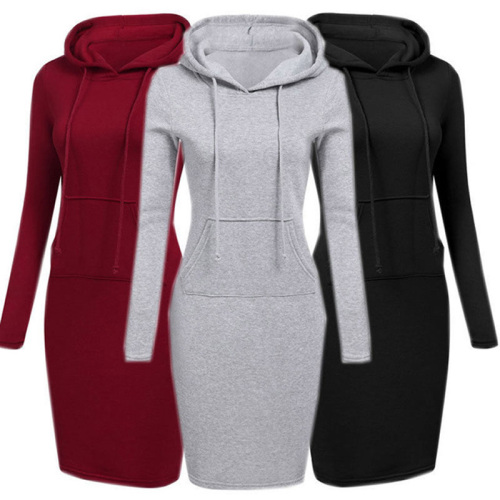 Velvet Hooded Hoodies Dress Women 2019 Autumn Winter Sweatshirts Long Sleeve Hoodies Pockets Sweatshirt Hoody Pullovers Dresses