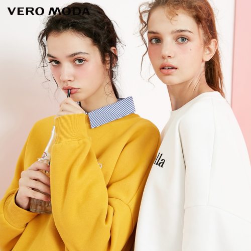 Vero Moda Women's 2019  ins style round neck drop shoulder loose sweatshirt Hoodie | 318433511