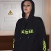 Weekeep Women Loose Streetwear Black Sweatshirt Knitted Hooded Shinning Print Hoodies Fashion Moletom Long Hoodie Women Tops