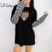 Weekeep Women Plaid Patchwork Long Sleeve Flaming Heart Print Sweatshirt 2017 Autumn Winter Black Checkboard Pullover Hoodies