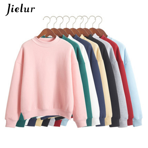 Wholesale M-XXL Cute Women Hoodies Pullover 9 colors 2019 Autumn Coat Winter Loose Fleece Thick Knit Sweatshirt Female