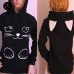 Winter Pullover Sweatshirts Women Cat Kawaii Poleron Mujer 2019 Kangaroo Pocket Hoodie School Korean Streetwear Oversized Hoodie