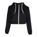 Women Autumn Spring Tops Drawstring Hooded Long Sleeve Hoodie Sweatshirts Zip Up Crop Casual  Jacket Zipper Coat Outwear