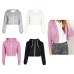 Women Autumn Spring Tops Drawstring Hooded Long Sleeve Hoodie Sweatshirts Zip Up Crop Casual  Jacket Zipper Coat Outwear