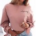 Women Bowknot Long Sleeve Hoodies Round Neck Crop Tops White Pink Short Sweatshirts Spring Outfits Fashion