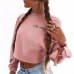 Women Bowknot Long Sleeve Hoodies Round Neck Crop Tops White Pink Short Sweatshirts Spring Outfits Fashion