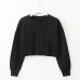 Women Long Sleeve Short Hoodie Sexy Solid Color Cropped Hoodies Sweatshirt Pullover Harajuku Crop Tops Sudadera Streetwear