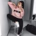 Women Oversized Hoodies Jumper Sweatshirt Female Pink Cropped Top Winter Kawaii Harajuku Letter Loose Pullover