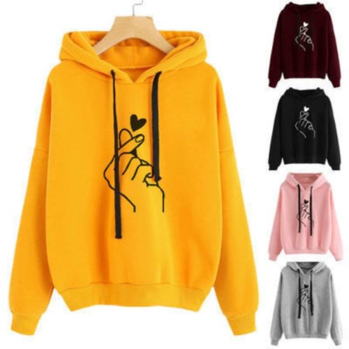 Women Sweatshirt And Hoody Ladies Hooded Love Printed Casual Pullovers Girls Long Sleeve Spring And Autumn Plus Size