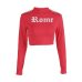 Women Turtleneck Sweatshirt Sexy Red Crop Tops Romeo Letter Printed Long Sleeve Autumn Tumblr Punk Cropped Sweatshirt Hoodies