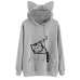 Womens Cat Printed Long Sleeve Hoodies Pullovers Fashion Cat Ear Hooded Sweatshirts Tops