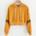 Women's Fashion Sweatshirt Women Varsity-Striped Drawstring Crop Hoodie Sweatshirt Jumper Crop Pullover Tops dropshipping augu11