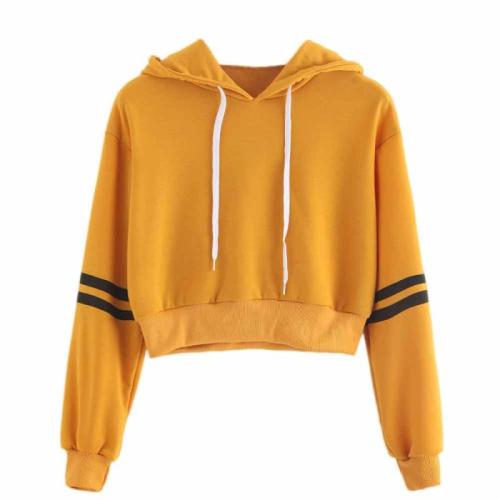 Women's Fashion Sweatshirt Women Varsity-Striped Drawstring Crop Hoodie Sweatshirt Jumper Crop Pullover Tops dropshipping augu11