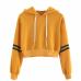 Women's Fashion Sweatshirt Women Varsity-Striped Drawstring Crop Hoodie Sweatshirt Jumper Crop Pullover Tops dropshipping augu11