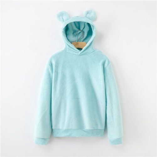 Women's Flannel Hoodies Sweatshirts Lovely With Bears Ears Solid Warm Hoodie Autumn Winter Casual Campus Pullovers Coat