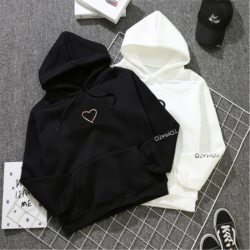 Womens Letter Heart Embroidery Sweatshirts Hoodie Autumn Long Sleeve Sweatshirt Hooded Pullover Tops Jumper sudadera mujer