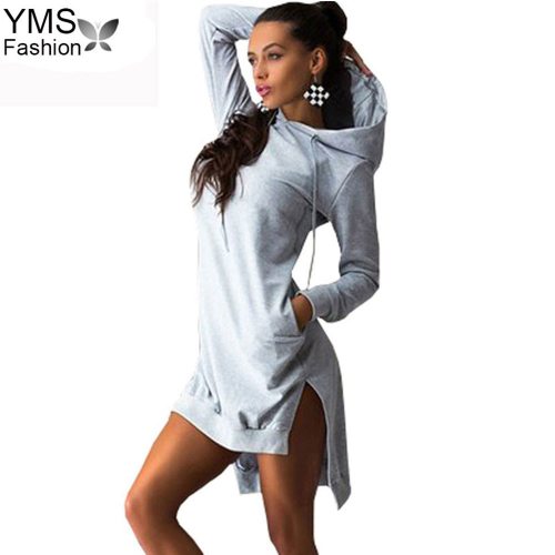 YIMOSI Women Pockets Pullover Svitshot 2019 Casual Hoodies Women Tracksuit Hoodies Sweatshirt Female Slim Hoody Dress