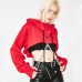 hirigin Women Hoodies Sexy Gothic Punk  Chain Crop Top Hooded Pullover Sweatshirt Cosplay Casual Tops Plus Size