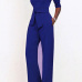 Chic Turtleneck Half Sleeves Blue Polyester One-piece Jumpsuits(With Belt) Chic Turtleneck Half Sleeves Blue Polyester One-piece Jumpsuits(With Belt)