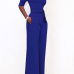 Chic Turtleneck Half Sleeves Blue Polyester One-piece Jumpsuits(With Belt) Chic Turtleneck Half Sleeves Blue Polyester One-piece Jumpsuits(With Belt)