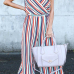 Color Striped Wide Leg Romper Color Striped Wide Leg Romper