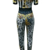 Euramerican Bateau Neck Leopard Printed One-piece Jumpsuits Euramerican Bateau Neck Leopard Printed One-piece Jumpsuits