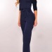  Euramerican Dew Shoulder Navy Blue Polyester One-piece Jumpsuits