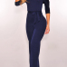  Euramerican Dew Shoulder Navy Blue Polyester One-piece Jumpsuits