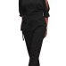 Euramerican Round Neck Dew Shoulder Black Polyester One-piece Jumpsuits Euramerican Round Neck Dew Shoulder Black Polyester One-piece Jumpsuits