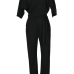 Euramerican Round Neck Dew Shoulder Black Polyester One-piece Jumpsuits Euramerican Round Neck Dew Shoulder Black Polyester One-piece Jumpsuits