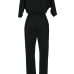 Euramerican Round Neck Dew Shoulder Black Polyester One-piece Jumpsuits Euramerican Round Neck Dew Shoulder Black Polyester One-piece Jumpsuits