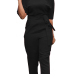 Euramerican Round Neck Dew Shoulder Black Polyester One-piece Jumpsuits Euramerican Round Neck Dew Shoulder Black Polyester One-piece Jumpsuits