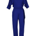 Euramerican Round Neck Dew Shoulder Blue Polyester One-piece Jumpsuits Euramerican Round Neck Dew Shoulder Blue Polyester One-piece Jumpsuits